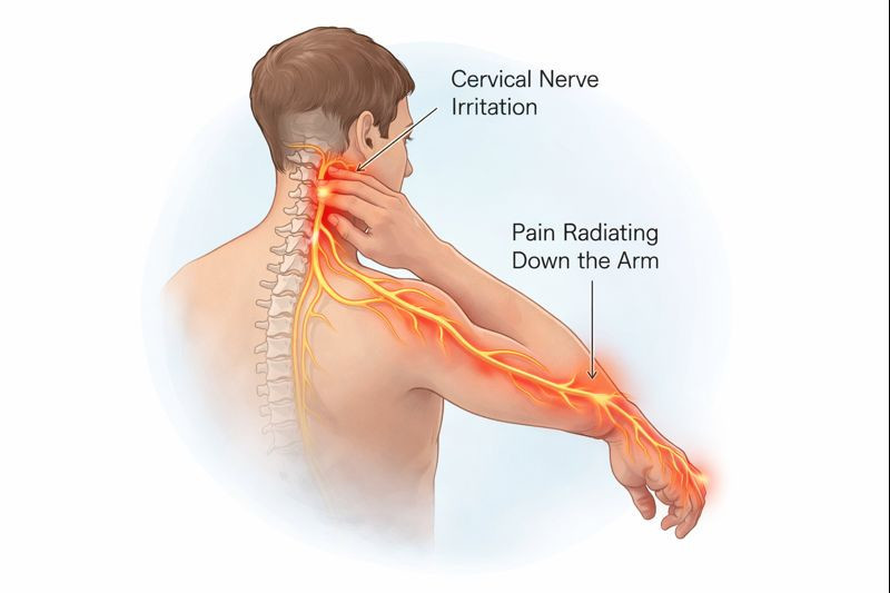 neck pain radiating arm diagram nerve compression